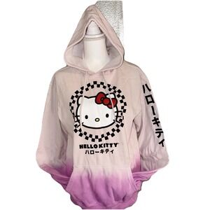 Hello Kitty Pink W/Black white Checkers Hoodie Unisex Medium 38-40